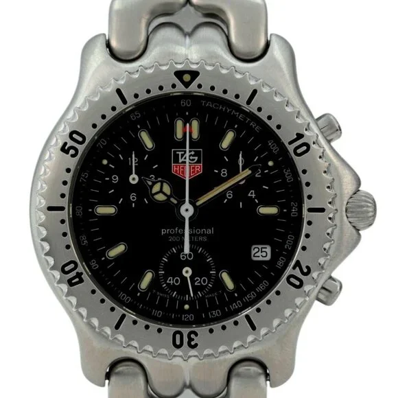Tag Heuer 38mm Men's SEL Professional Chronograph Black Dial SS Watch